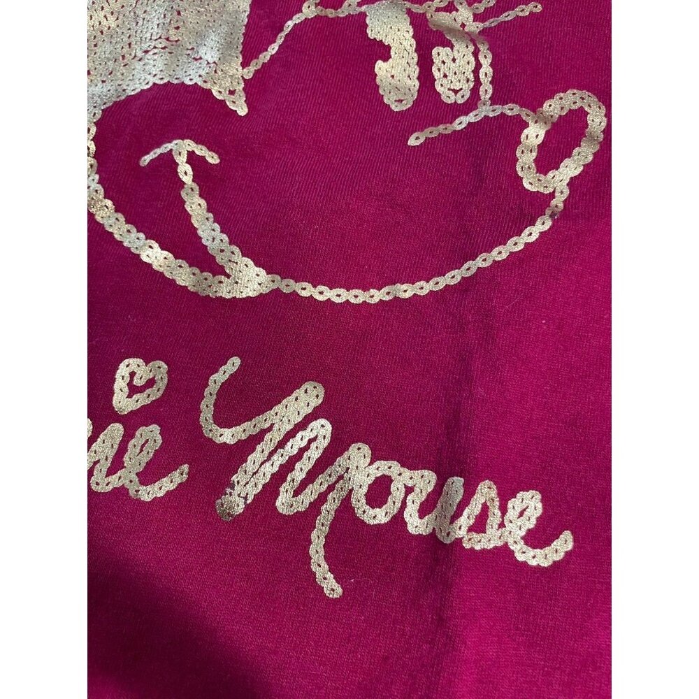 Disney Store Red Gold Minnie Mouse V-neck Womens Fitted Graphic T-shirt S - Picture 4 of 5
